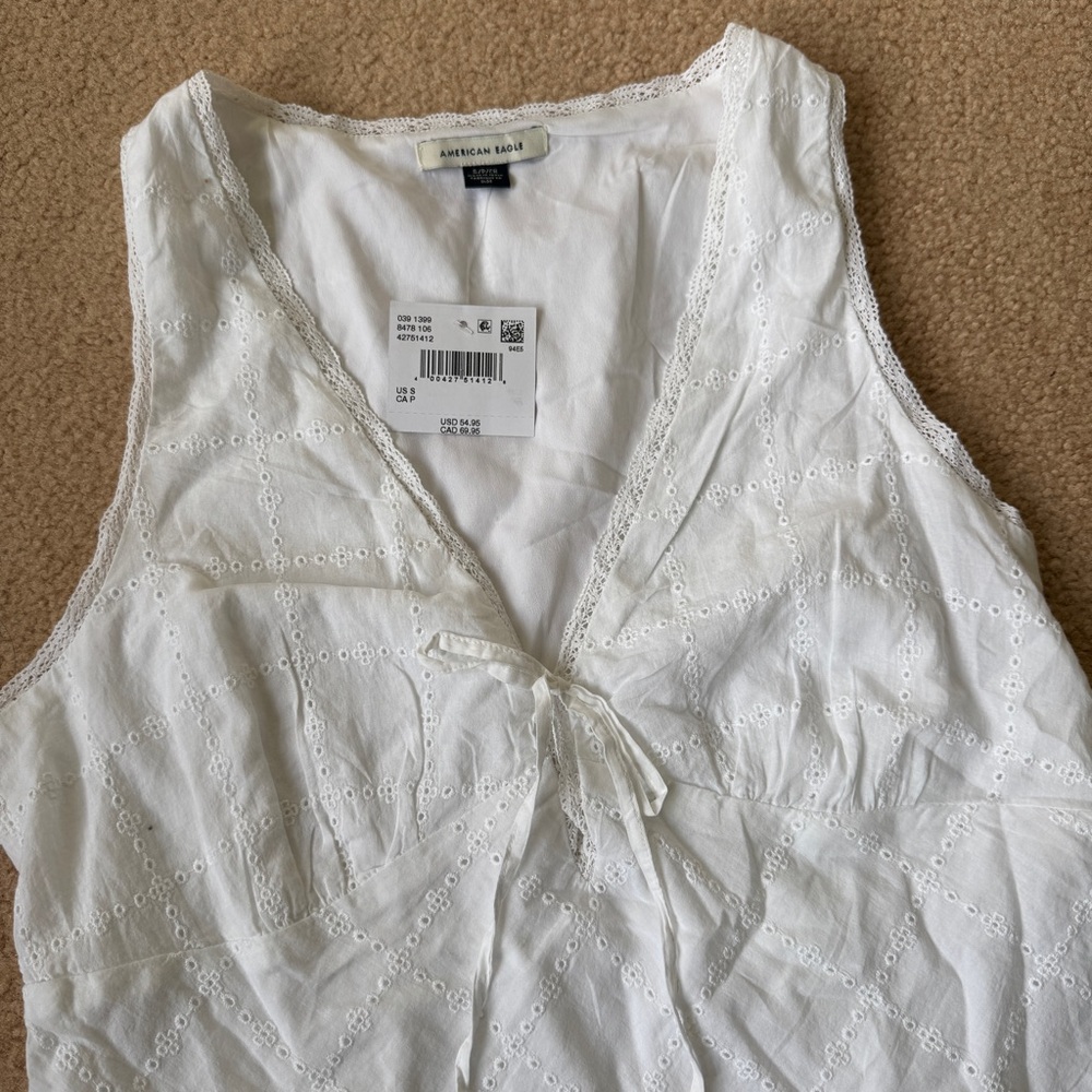 White Sleeveless Mini Slip Dress with Tie Front - Picture 3 of 5
